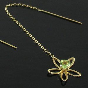 14K Yellow Gold Peridot Flower Threader Earrings
